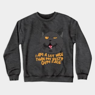 Funny Cat Resting Gym Face Crewneck Sweatshirt